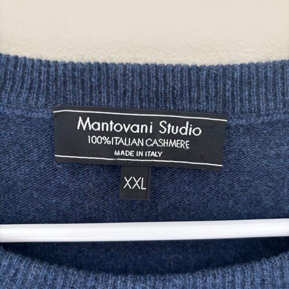 Mantovani Studio Men's Blue Italian Cashmere Sweater Size XXL - Picture 3 of 5
